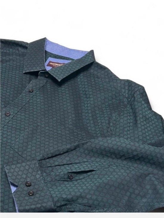Johnston & Murphy Other - Johnston & Murphy Dark Green Geometric Print Dress Shirt